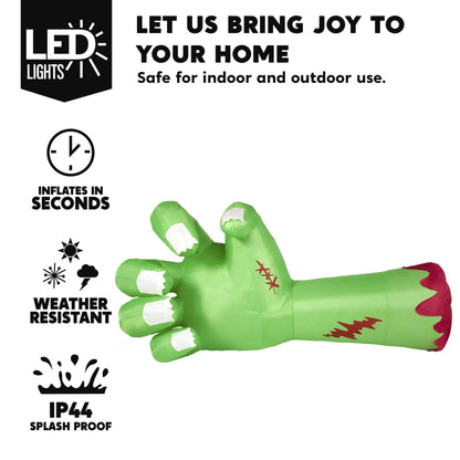 9ft Giant Zombie Arm Inflatable Halloween Outdoor Yard Decoration with LED Lights