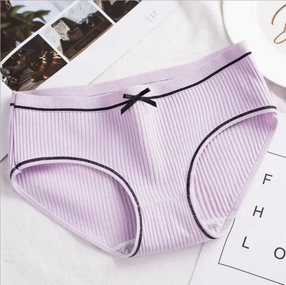 Women’s Ribbed Cotton Mid-Waist Bow Briefs