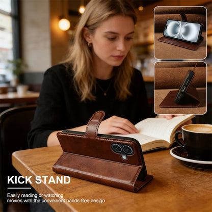 Luxury Genuine Calf Leather Flip Wallet Phone Case for iPhone