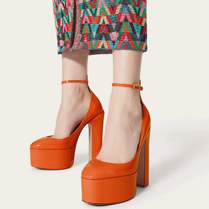 Women's High Platform Stiletto Pumps with Ankle Buckle Strap