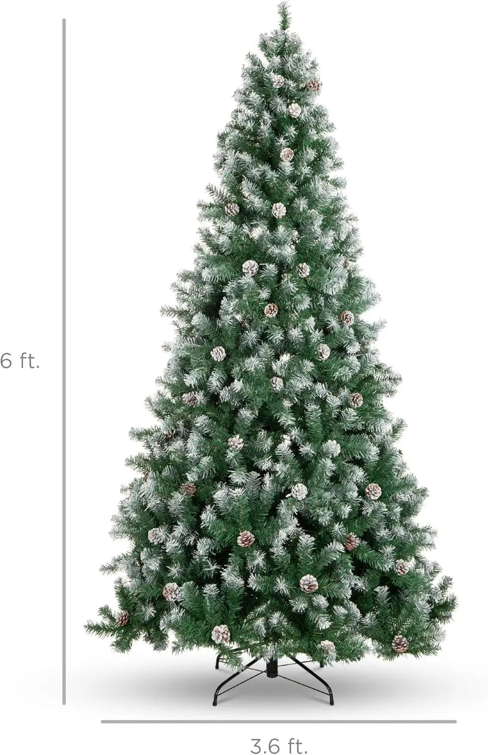 Pre-Lit Snow-Flocked Artificial Christmas Tree – Slim Holiday Tree with Pine Cones (4.5FT - 7.5FT)