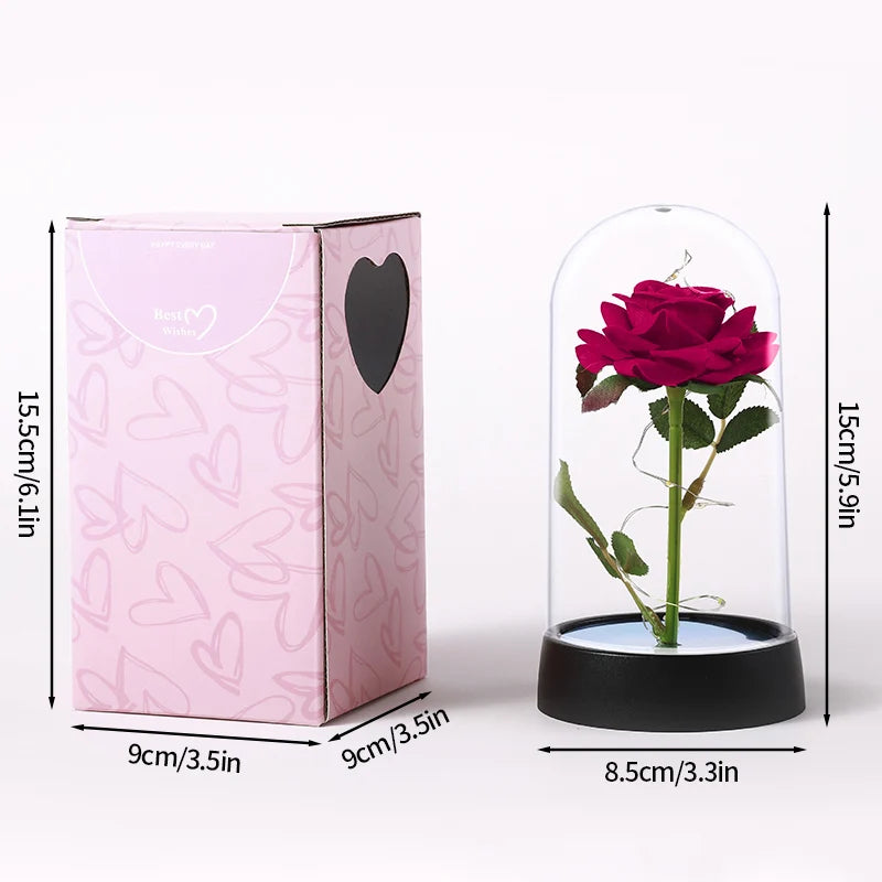 Artificial Eternal Rose LED Light in Glass Cover