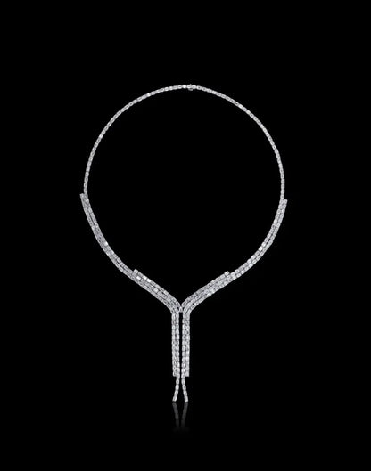 40CTW Emerald Cut Lab Grown Diamond Eternity Tennis Necklace – 14K Gold Unisex Statement Jewelry