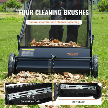 26" Leaf & Grass Push Lawn Sweeper