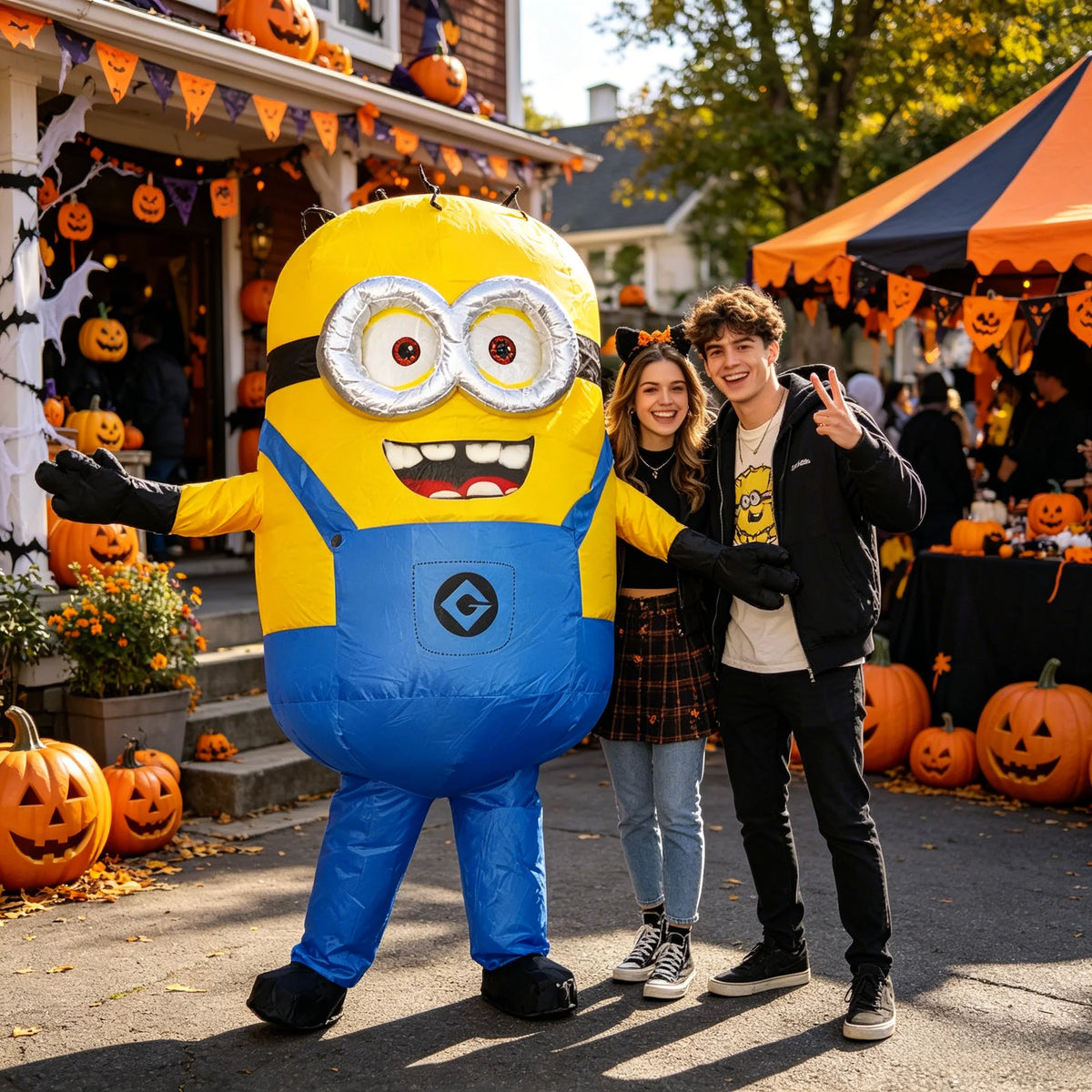 Cartoon Inflatable Overalls Robot Costume – Adult Inflatable Mascot Outfit for Halloween & Parties