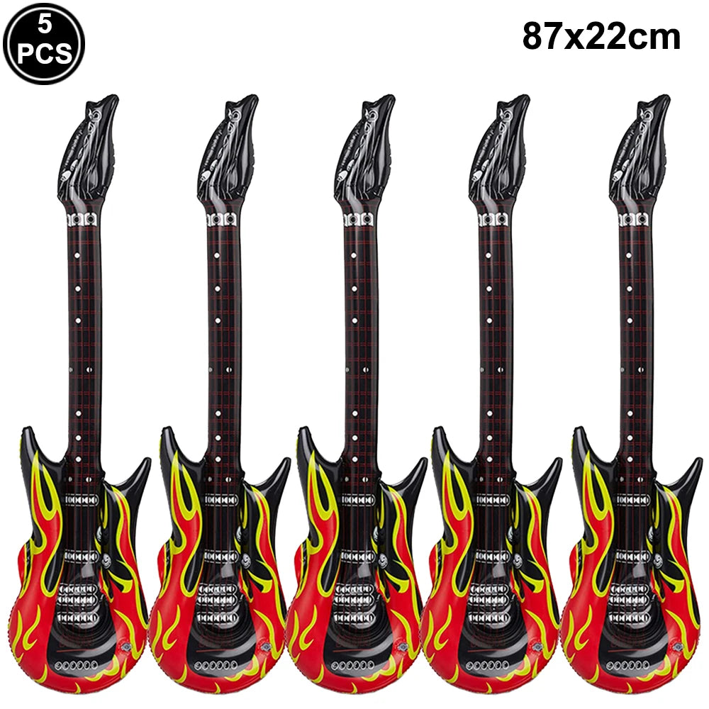 Inflatable Rock Star Toy Set - Musical Instrument Props for 80s Party Decor