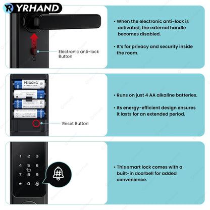 Bluetooth TTLock App Fingerprint Touch Screen Smart Lock