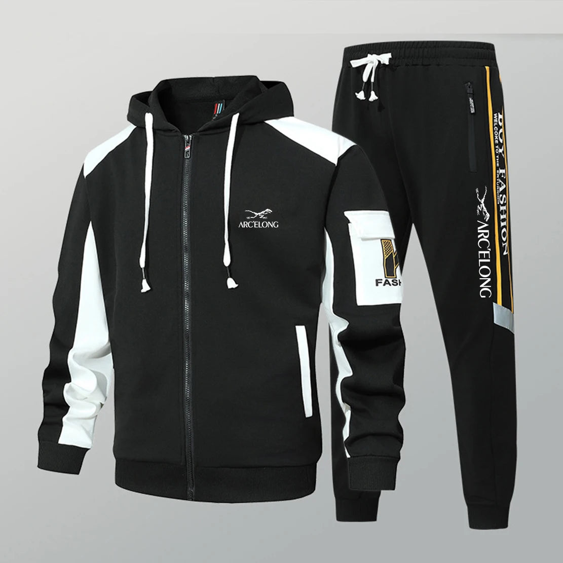 Zippered Hooded Jacket and Pants Set