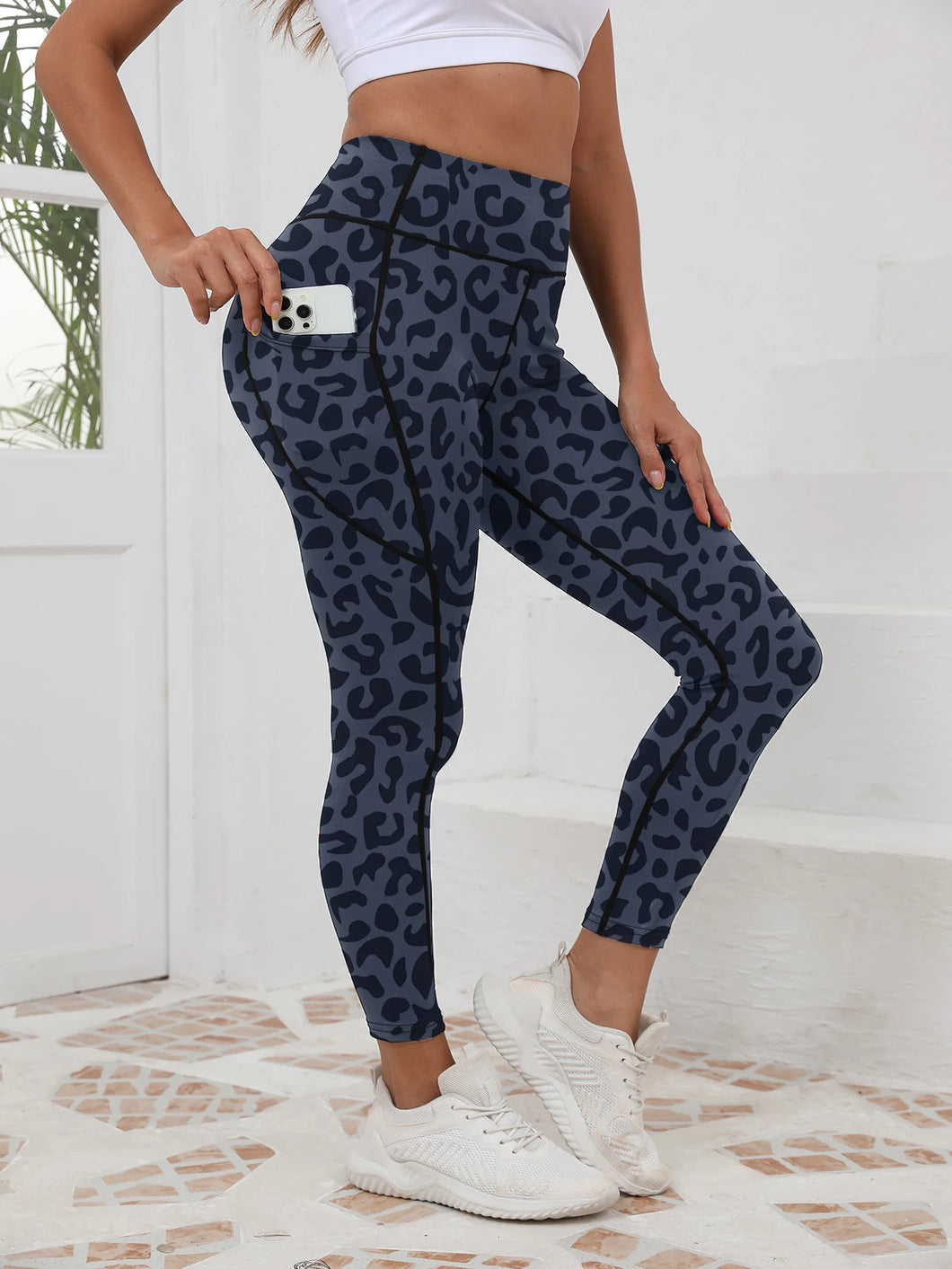 Printed High Waistband Leggings with Pockets