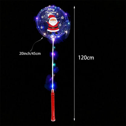 Christmas LED Light Up Bobo Balloons, 20 Inch Bubble Balloons with 3 Levels Flashing Handle