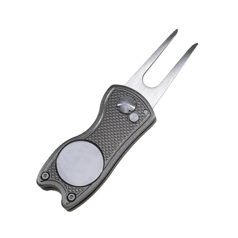 Foldable Golf Divot Repair Tool with Golf Ball Groove Cleaner