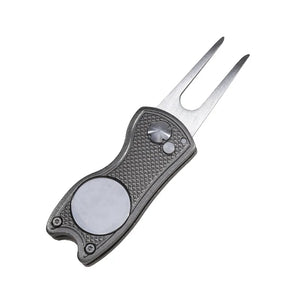 Foldable Golf Divot Repair Tool with Golf Ball Groove Cleaner