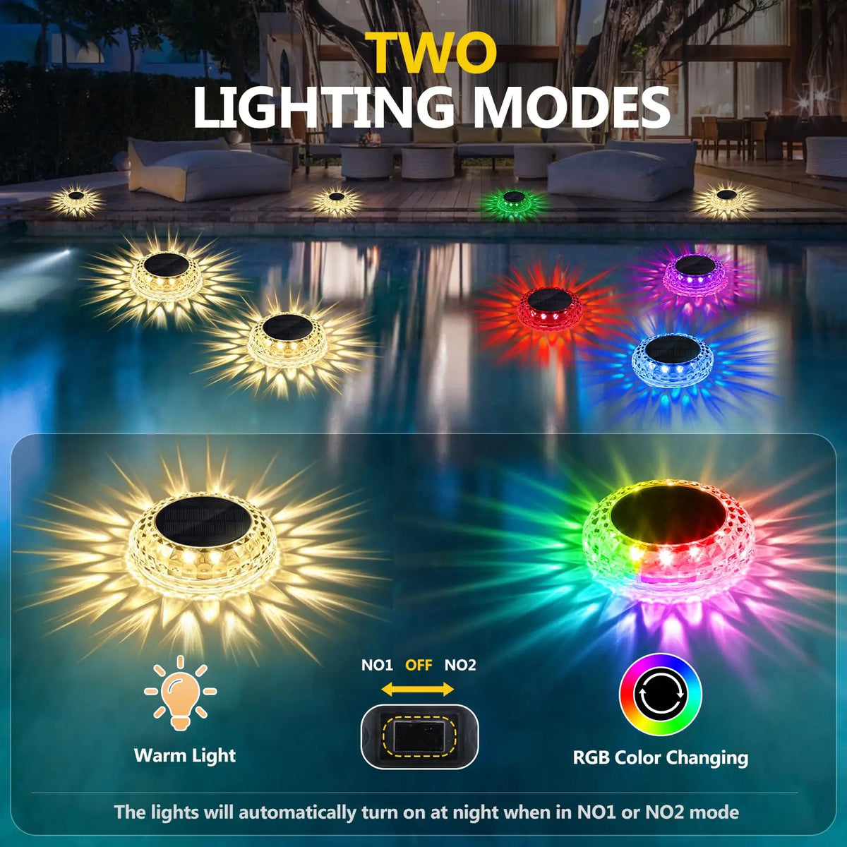 Solar Floating Pool Lights (2-Pack)