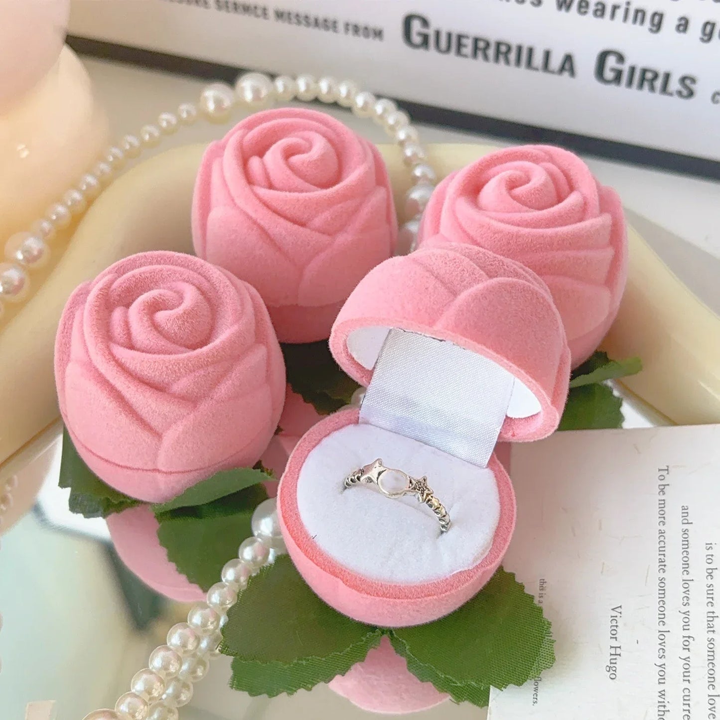 Heart Love Necklace with Rose Flower Gift Set