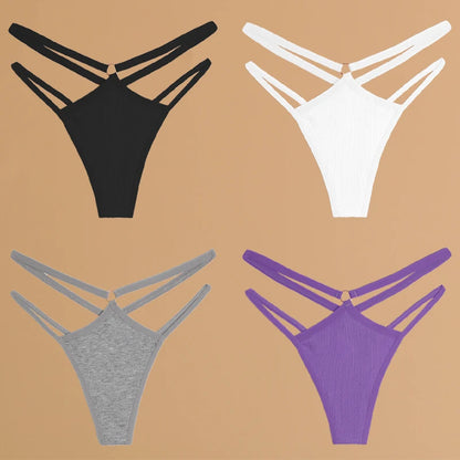 FINETOO 4Pcs Cotton Double Thin Thongs
