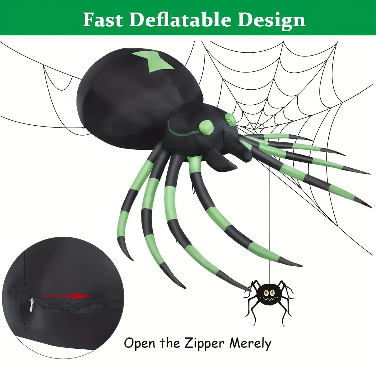 7.2FT LED Glowing Inflatable Halloween Spider