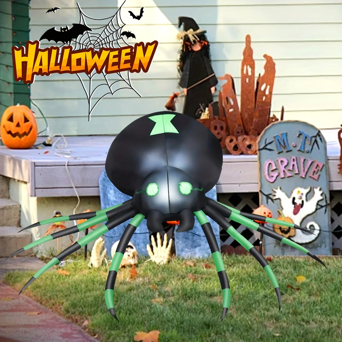 7.2FT LED Glowing Inflatable Halloween Spider