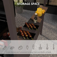 8'x5' BBQ Grill Gazebo with 2 Side Shelves Double Tiered Interlaced Polycarbonate Roof with Steel Frame