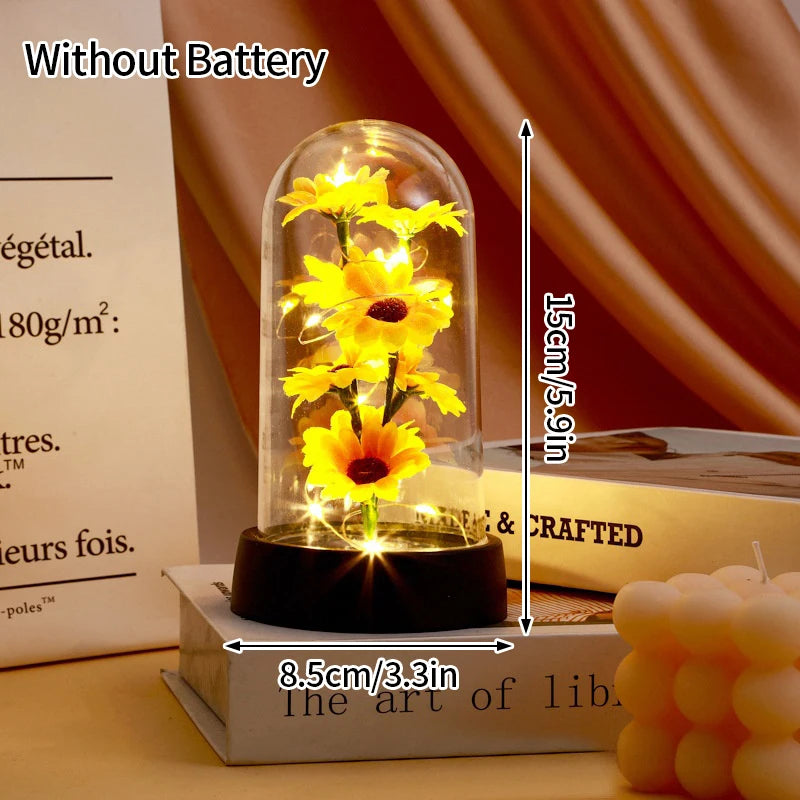 Artificial Eternal Rose LED Light in Glass Cover