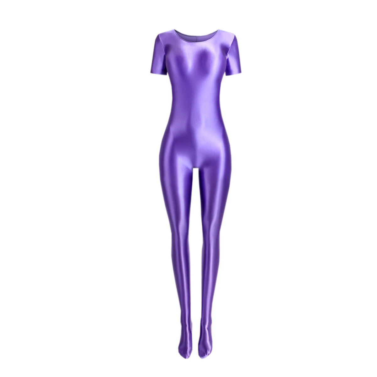 Women's Silky Shine Short-Sleeve Footed Unitard & Dance Catsuit
