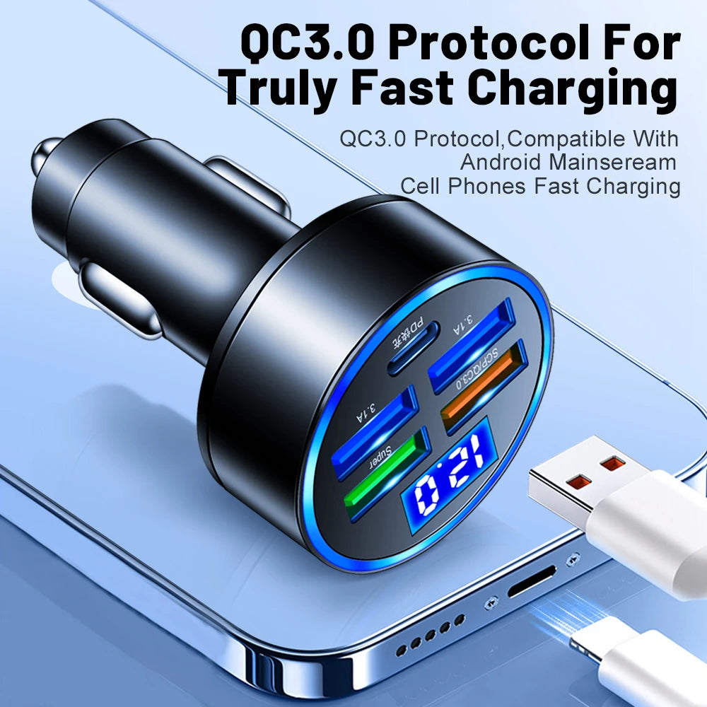250W PD Fast Charging Type C USB Phone Adapter in Car