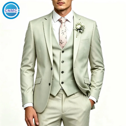 Men's Single-Breasted 3-Piece Formal Business Suit Set (Jacket, Vest & Pants)
