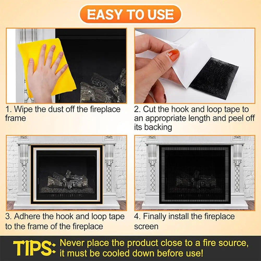 Heat-Resistant Fireplace Mesh Screen Guard