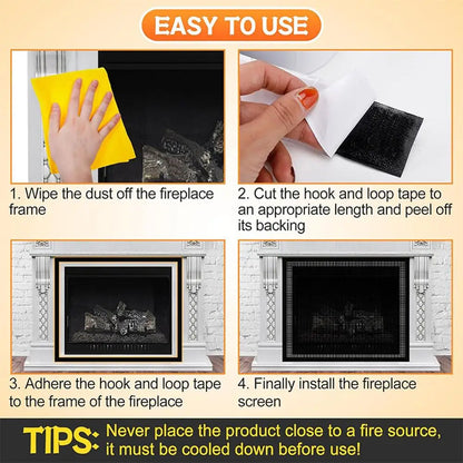 Heat-Resistant Fireplace Mesh Screen Guard