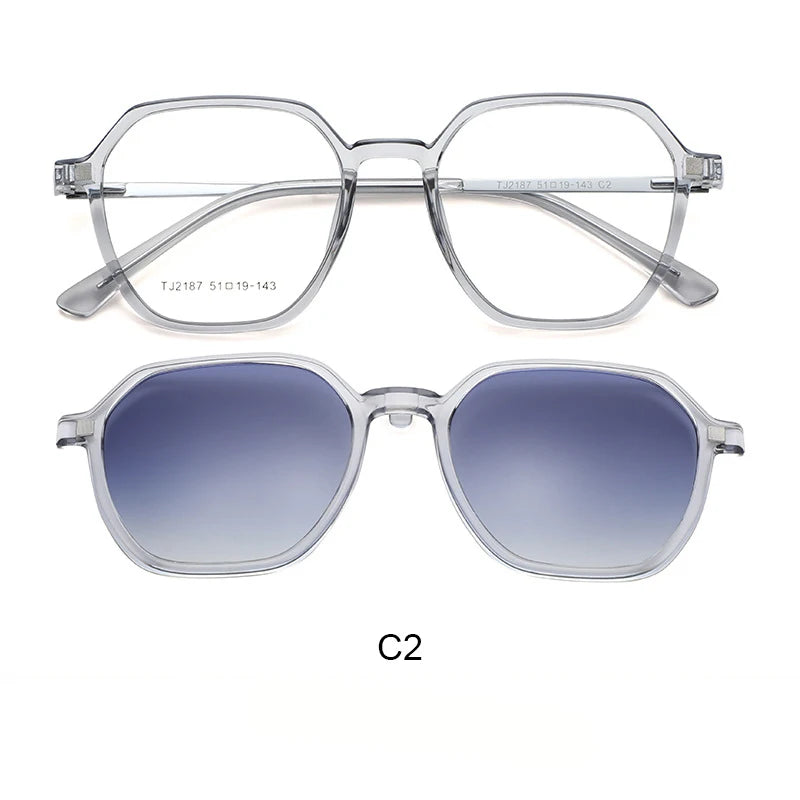 Magnetic Clip-On Polarized Sunglasses & Optical Eyeglass Frame Set