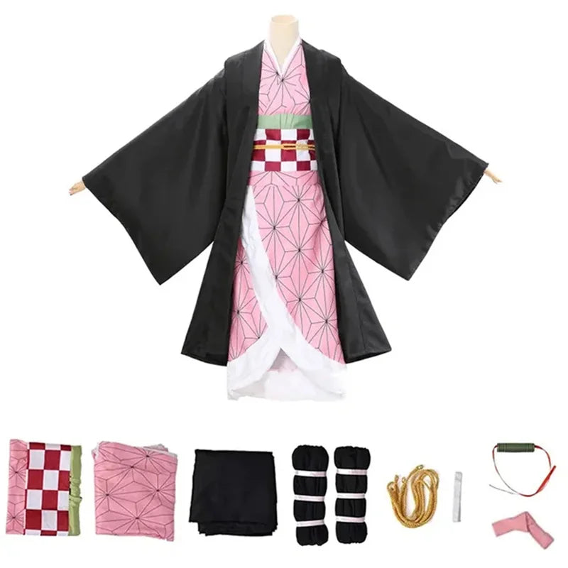 Demon Slayer Kamado Nezuko Cosplay Costume Set for Women & Kids