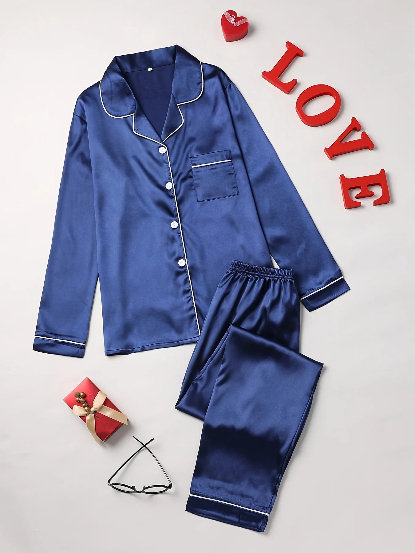 Solid Color 2Pce Long Sleeve Pajama Set