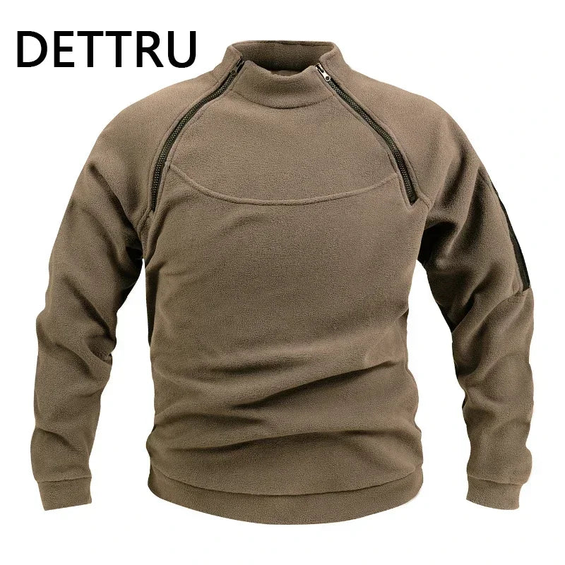 Men's Outdoor Tactical Fleece Quarter-Zip Pullover Jacket
