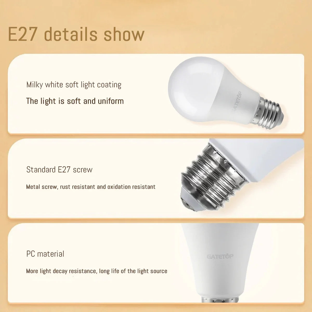 E27 Rechargeable LED Emergency Light Bulb