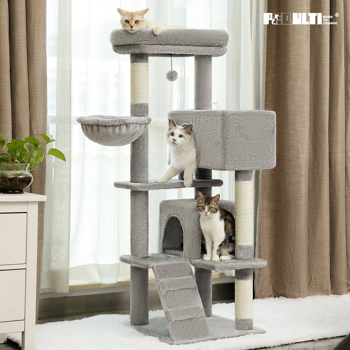 PAWZ Road Multi-Level Cat Tree Tower - 41" Indoor Cat Condo with Plush Perch & Sisal Scratching Posts