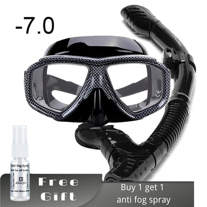 Myopia Diving Mask Snorkel Set with Anti Fog Spray
