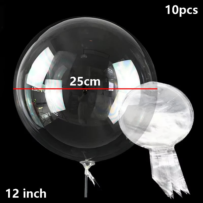 10PCS Clear Bobo Bubble Balloons Set, Large Transparent PVC Helium Balloons