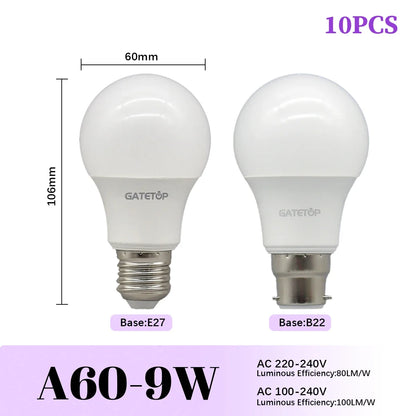 High-Efficiency Energy Saving LED Light Bulbs (E27 / B22 Base)