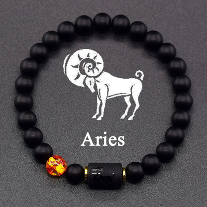 Natural Tiger Eye 12 Zodiac Bead Bracelet