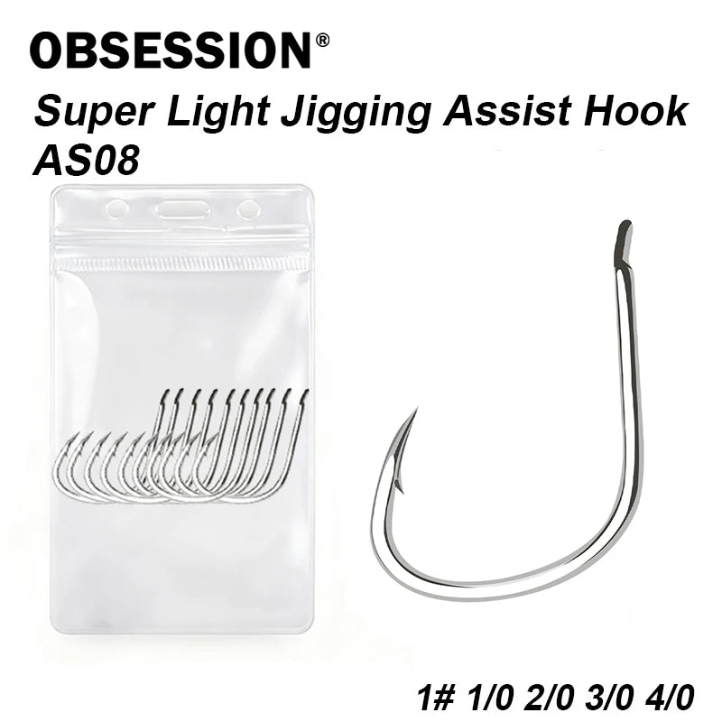Obsession AS08 Saltwater Light Jigging Assist Hooks (10-Pack)