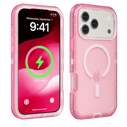 Rugged Shock Proof Magnetic Wireless Charging Clear Case for iPhone