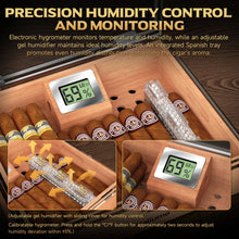 Desktop Humidor Box with Cigar Accessory Drawer Humidifier & Digital Hygrometer