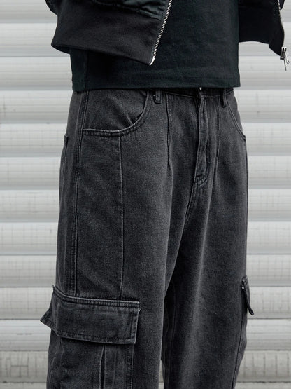 Oversized Baggy Wide-Leg Denim Cargo Pants