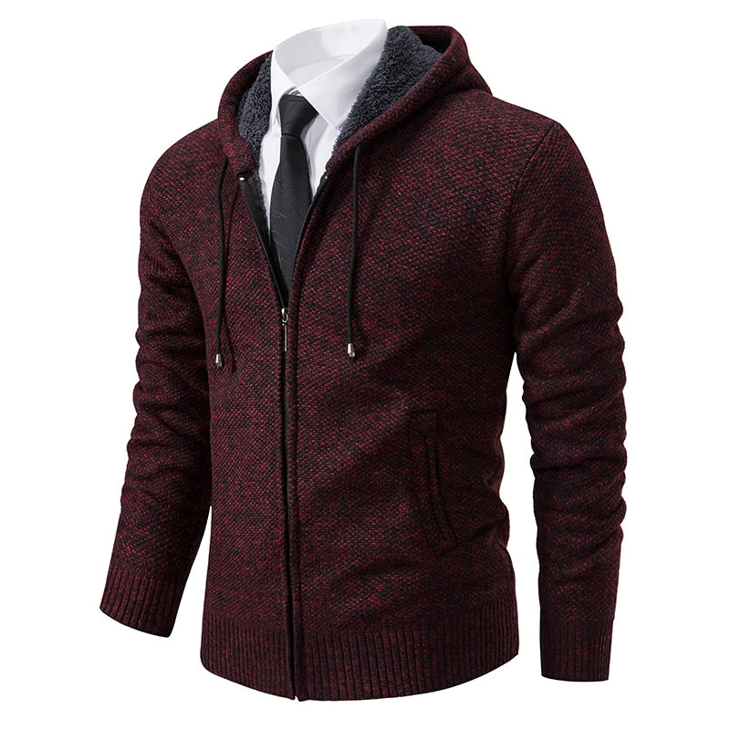 Men's Fleece Stand Collar Zip-Up Sweater Jacket