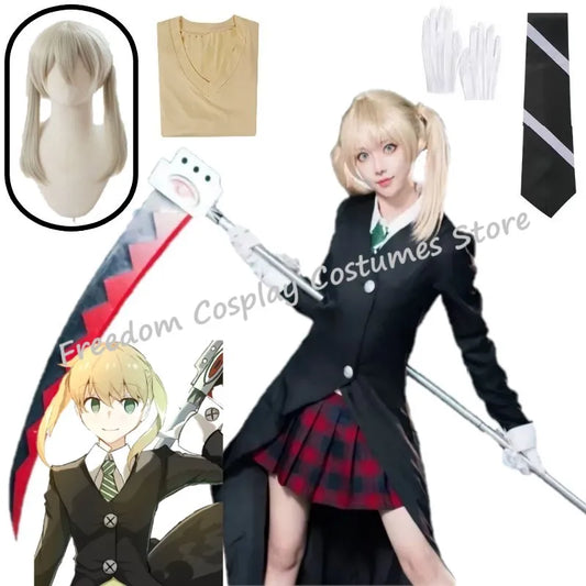 Maka Albarn Soul Eater Cosplay Costume Set with Wig & Accessories for Women