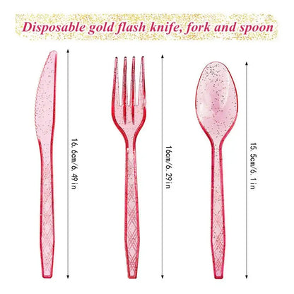 48-Piece Pastel Plastic Cutlery Set - Reusable Spoons, Forks & Knives
