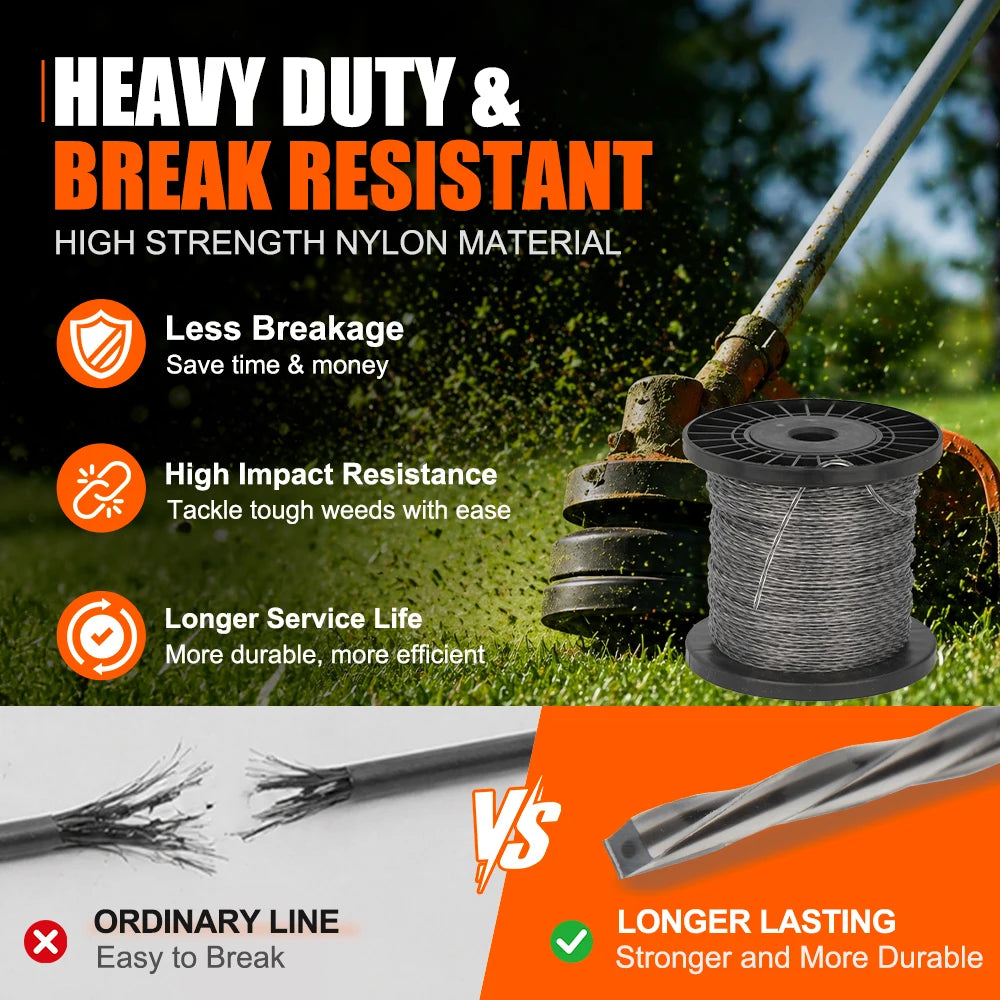 CMCP Heavy-Duty Square Nylon String Trimmer Line – Professional Weed Eater Replacement Cord