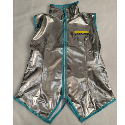 Hatsune Miku Cosplay Costume Set, Silver Leather JK Sailor Dress Uniform Outfit