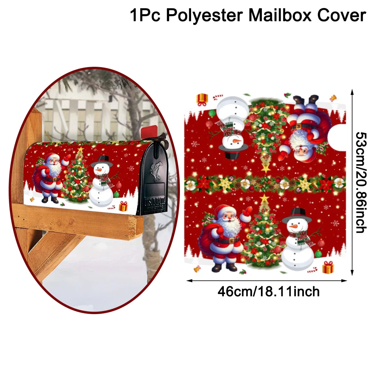 Christmas Mailbox Cover Santa Claus Snowman Letter Post Box Wraps