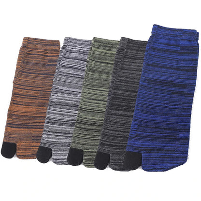 Unisex Retro Striped Cotton Tabi Split-Toe Socks (5-Pack)