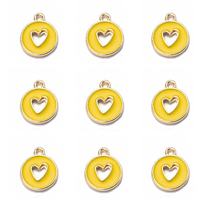10pcs Double-Sided Enamel Heart Charms for DIY Jewelry Making